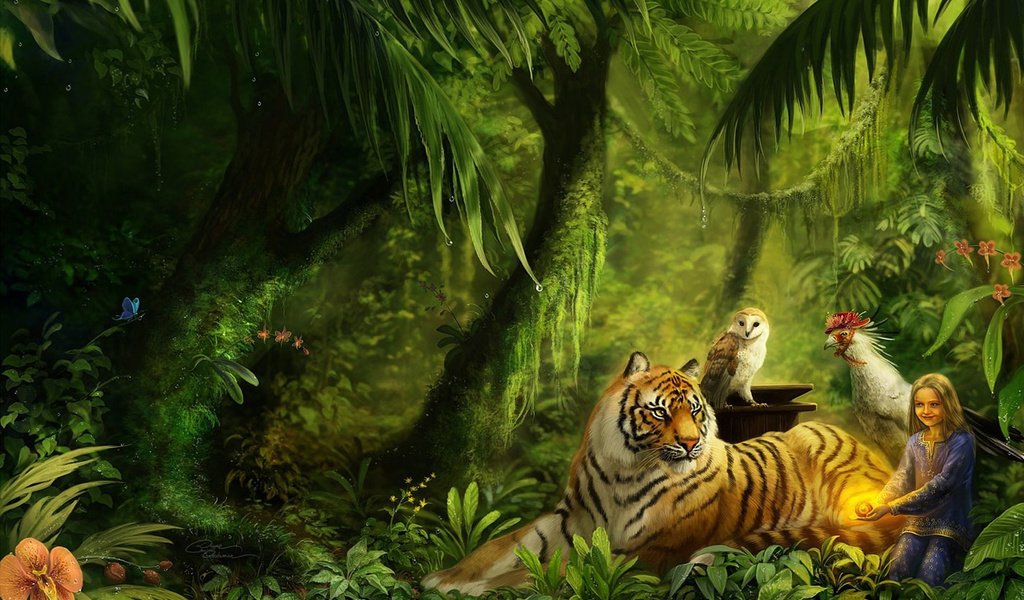 Обои тигр, рисунок, животные, красота, джунгли, tiger, figure, animals, beauty, jungle разрешение 1920x1200 Загрузить