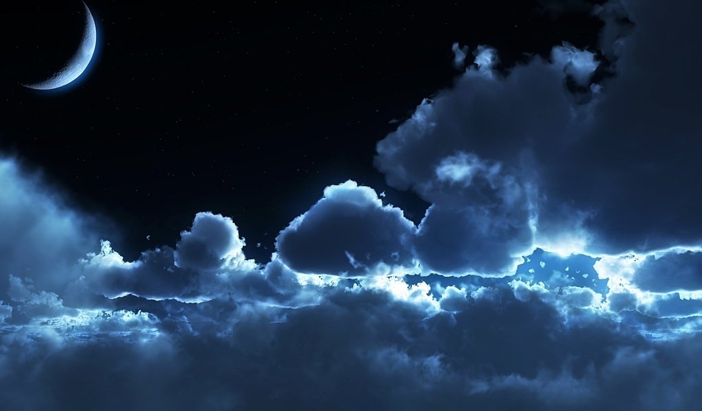 Обои облака, ночь, moonrise, лунный свет, clouds, night, moonlight разрешение 1920x1200 Загрузить