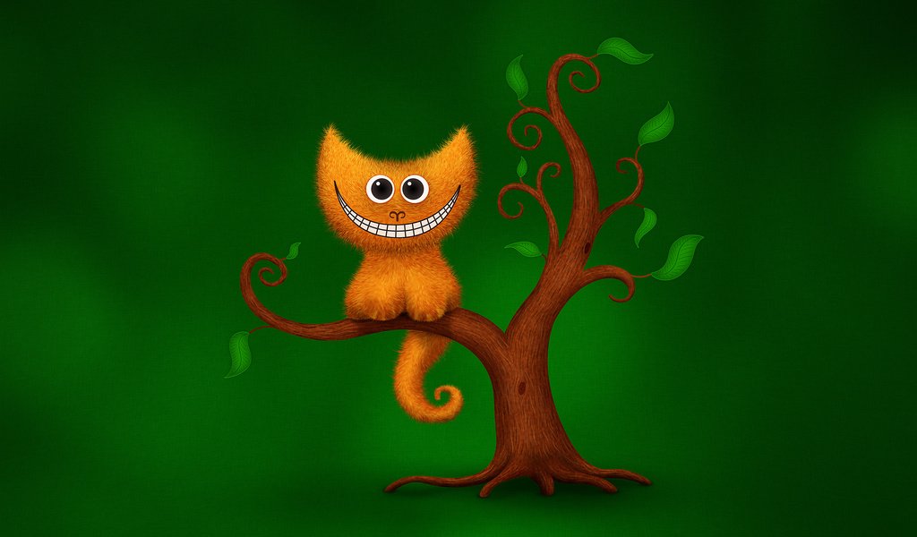 Обои дерево, зелёный, улыбка, кот, юмор, чеширский кот, tree, green, smile, cat, humor, cheshire cat разрешение 2560x1600 Загрузить