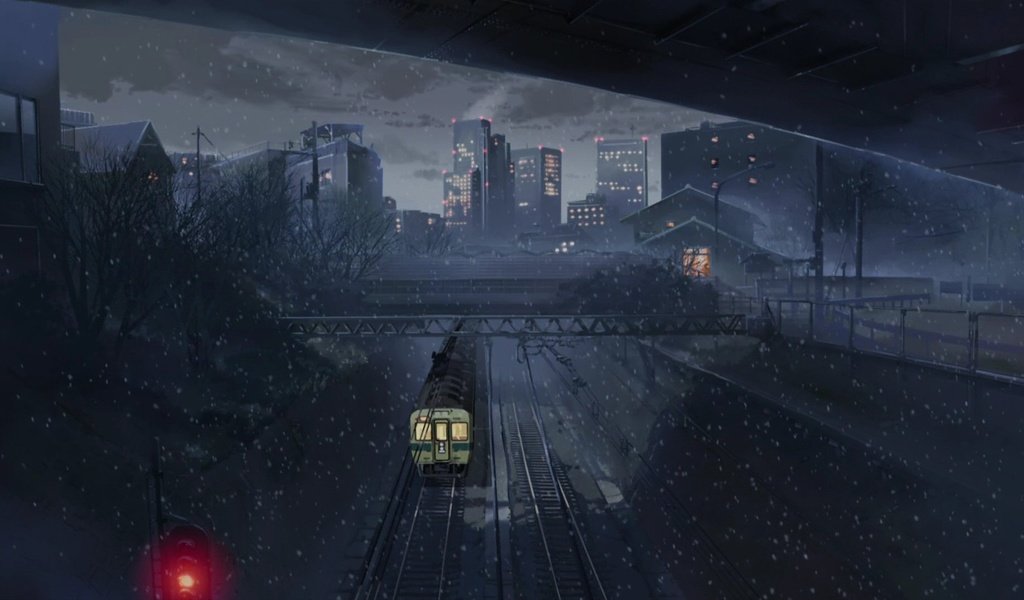 Обои макото синкай, поезд, пять сантиметров в секунду, makoto xingkai, train, five centimeters per second разрешение 1920x1080 Загрузить