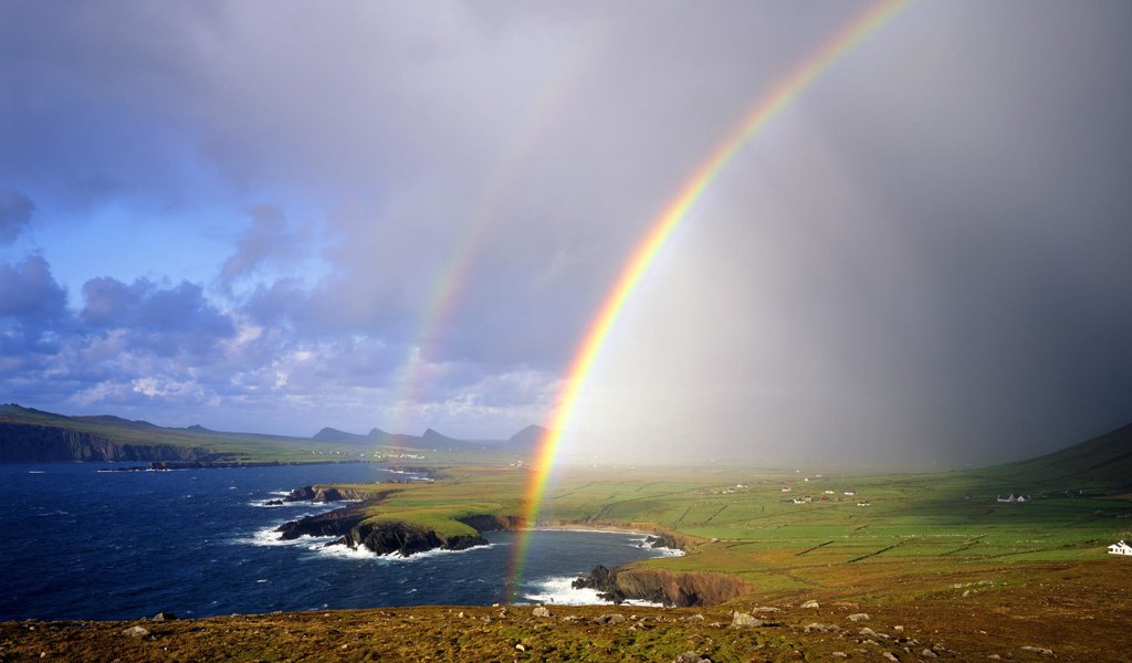 Обои река, берег, радуга, river, shore, rainbow разрешение 1920x1080 Загрузить