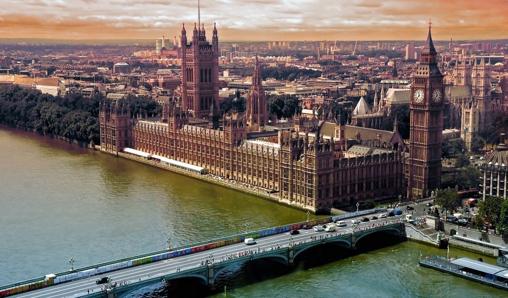 Обои река, мост, лондон, темза, вид сверху, биг бен, big-ben, river, bridge, london, thames, the view from the top, big ben разрешение 1920x1200 Загрузить