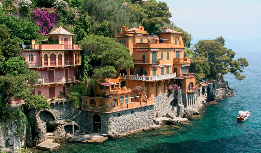 Обои горы, море, италия, вилла, портофино, mountains, sea, italy, villa, portofino разрешение 1920x1200 Загрузить