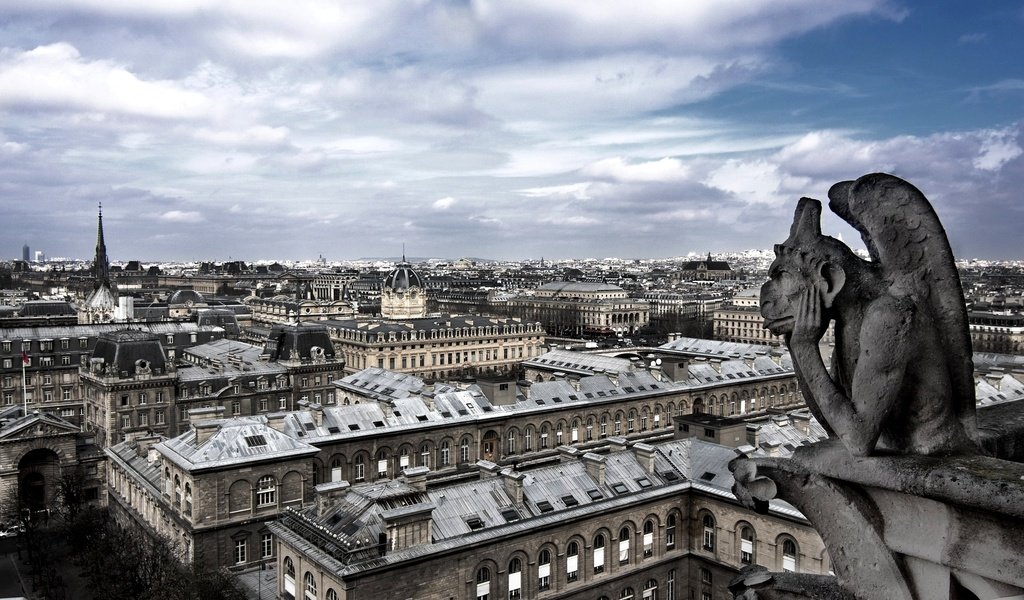 Обои гаргулья, париж, gargoyle, paris разрешение 2560x1600 Загрузить