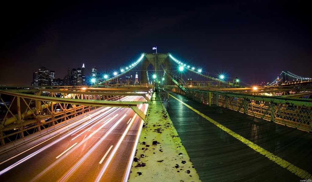 Обои ночь, огни, мост, город, night, lights, bridge, the city разрешение 1920x1080 Загрузить