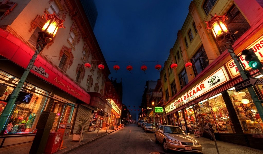 Обои дорога, улица, китай, здания, квартал, китайский квартал, road, street, china, building, quarter, chinatown разрешение 2560x1600 Загрузить