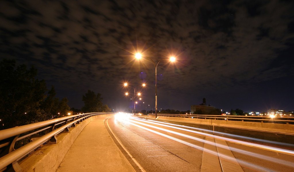 Обои дорога, фонари, вечер, road, lights, the evening разрешение 1920x1200 Загрузить