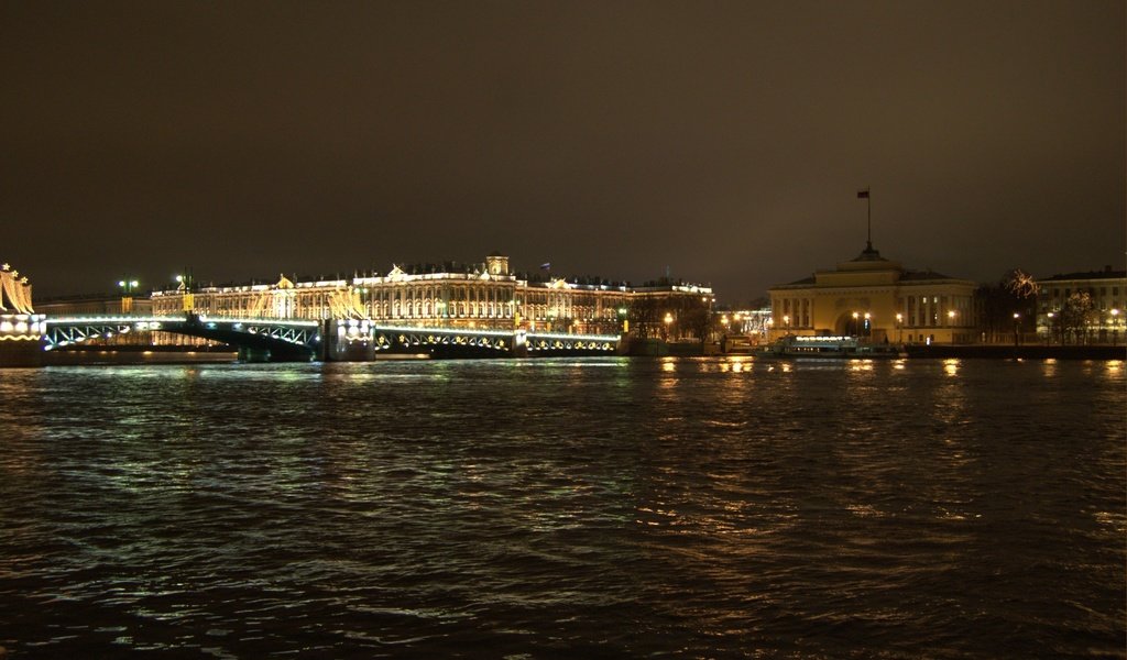 Обои ночь, река, мост, санкт-петербург, night, river, bridge, saint petersburg разрешение 3040x2014 Загрузить