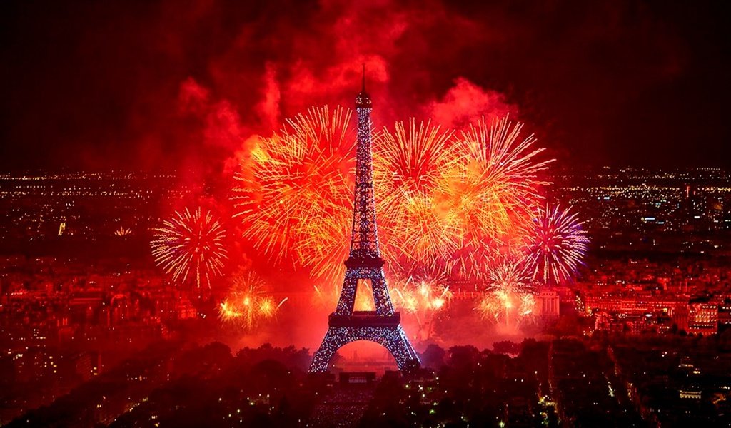 Обои ночь, салют, праздник, фейерверк, эйфелева башня, night, salute, holiday, fireworks, eiffel tower разрешение 2000x1327 Загрузить