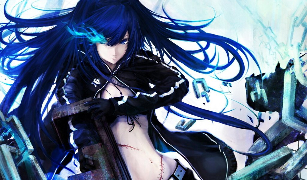 Обои девушка, аниме, black rock shooter, oruzhie, girl, anime разрешение 1920x1440 Загрузить