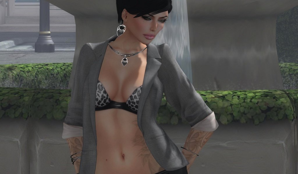 Обои стиль, девушка, фонтан, тату, пиджак, 3д, sims 4, style, girl, fountain, tattoo, jacket, 3d разрешение 1920x1080 Загрузить