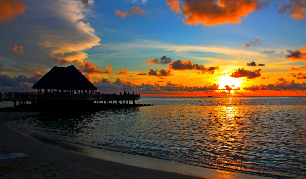 Обои закат, пляж, тропики, мальдивы, sunset, beach, tropics, the maldives разрешение 4215x2763 Загрузить