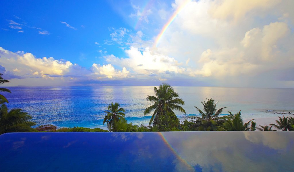 Обои море, радуга, бассейн, отдых, тропики, sea, rainbow, pool, stay, tropics разрешение 4000x2660 Загрузить