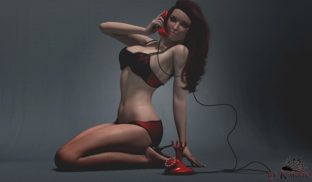 Обои девушка, поза, рендеринг, красное, нижнее белье, girl, pose, rendering, red, underwear разрешение 1920x1080 Загрузить