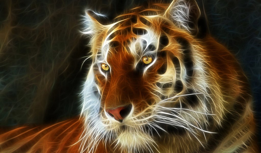 Обои тигр, арт, 3д, tiger, art, 3d разрешение 1920x1200 Загрузить