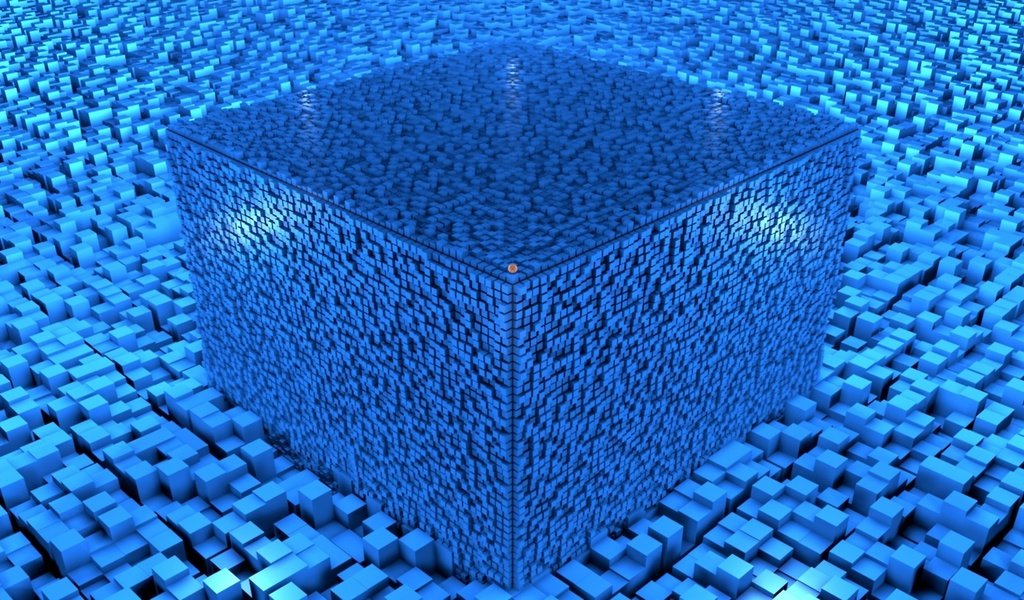 Обои синий куб, blue cube разрешение 2560x1440 Загрузить