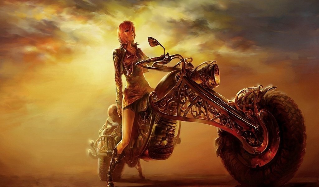 Обои девушка на мотоцикле, the girl on a motorcycle разрешение 2560x1440 Загрузить