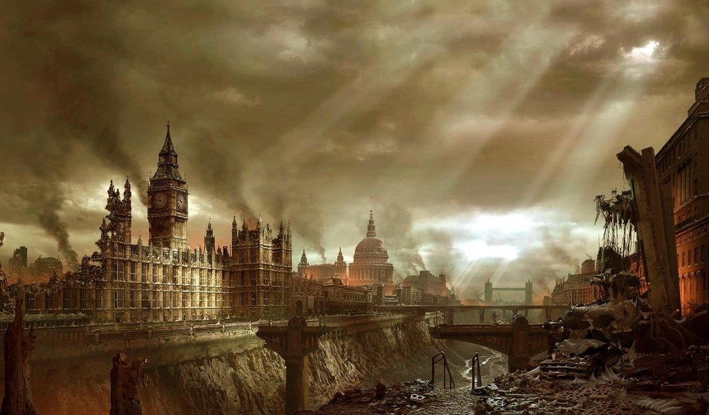 Обои лондон, город, здания, апокалипсис, катастрофа, биг бен, london, the city, building, apocalypse, disaster, big ben разрешение 1920x1080 Загрузить