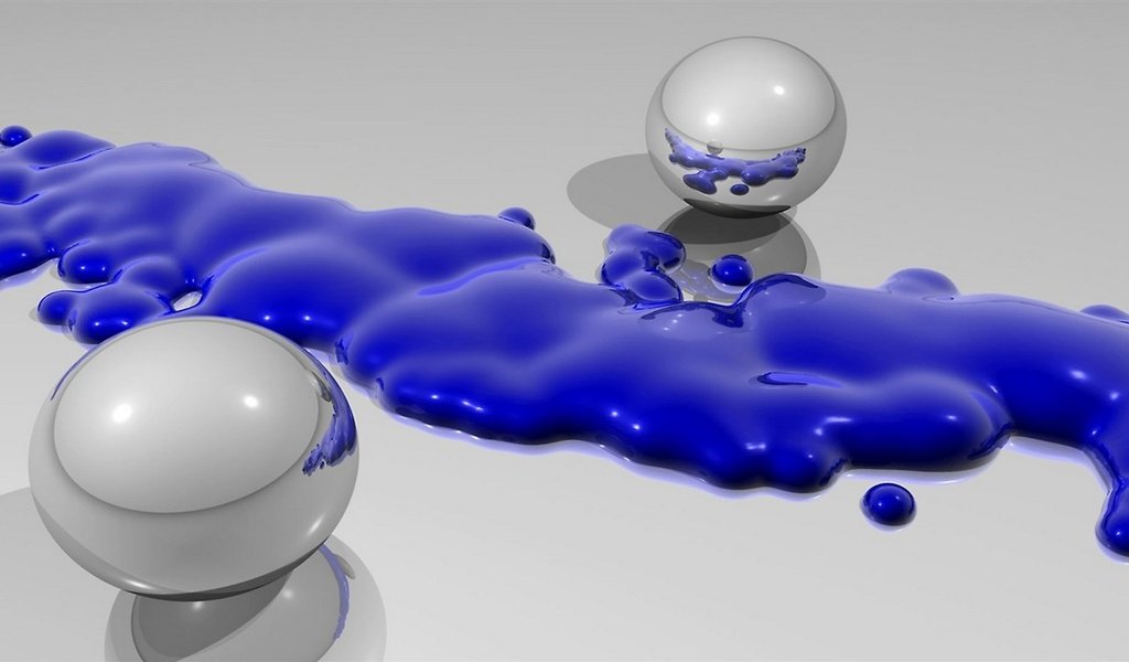 Обои синяя жидкость и шары, blue liquid and balls разрешение 1920x1080 Загрузить