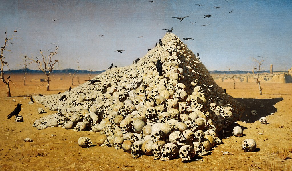 Обои черепа, верещагин, апофеоз войны, skull, vereshchagin, the apotheosis of war разрешение 1920x1080 Загрузить