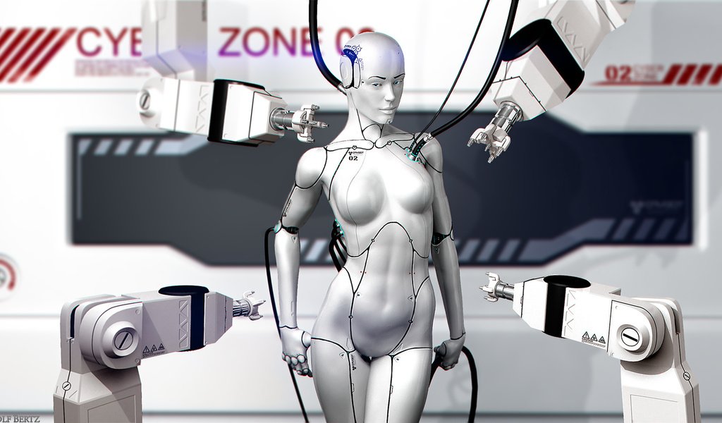 Обои арт, провода, девушка, робот, андроид, киборг, rolf bertz, art, wire, girl, robot, android, cyborg разрешение 1920x1080 Загрузить