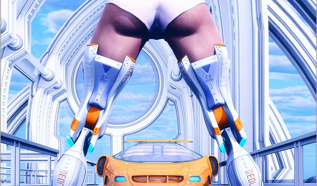 Обои девушка, фантастика, робот, попа, ноги, 3д, girl, fiction, robot, ass, feet, 3d разрешение 2560x1600 Загрузить