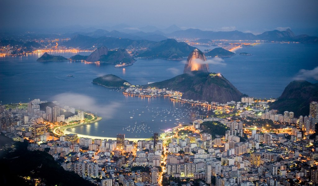 Обои вечер, море, бразилия, рио-де-жанейро, the evening, sea, brazil, rio de janeiro разрешение 2560x1600 Загрузить