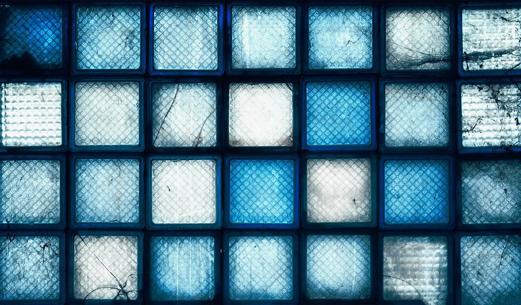 Обои квадраты, стекло, расцветка, голубая, стеклянные кирпичи, squares, glass, colors, blue, glass bricks разрешение 1920x1080 Загрузить