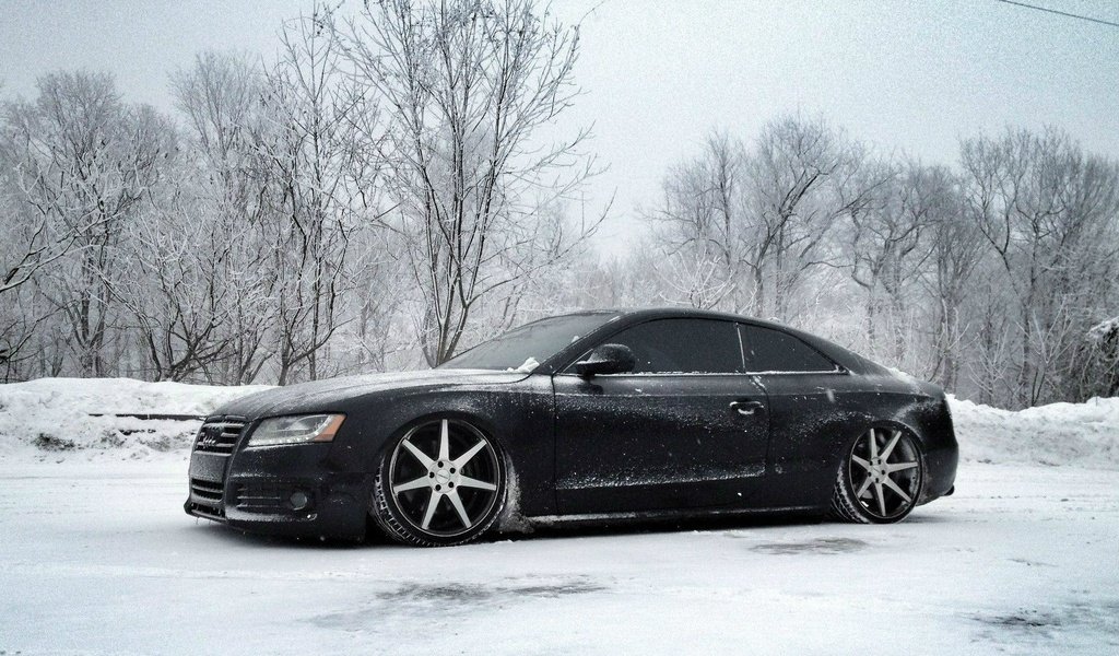 Обои снег, зима, ауди, тюнинг, диски, audi s5, snow, winter, audi, tuning, drives разрешение 1920x1080 Загрузить