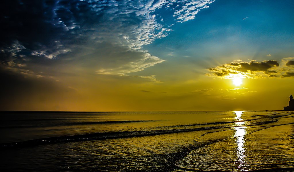 Обои восход солнца на побережье, яньтай (китай), sunrise on the coast, yantai (china) разрешение 1920x1200 Загрузить