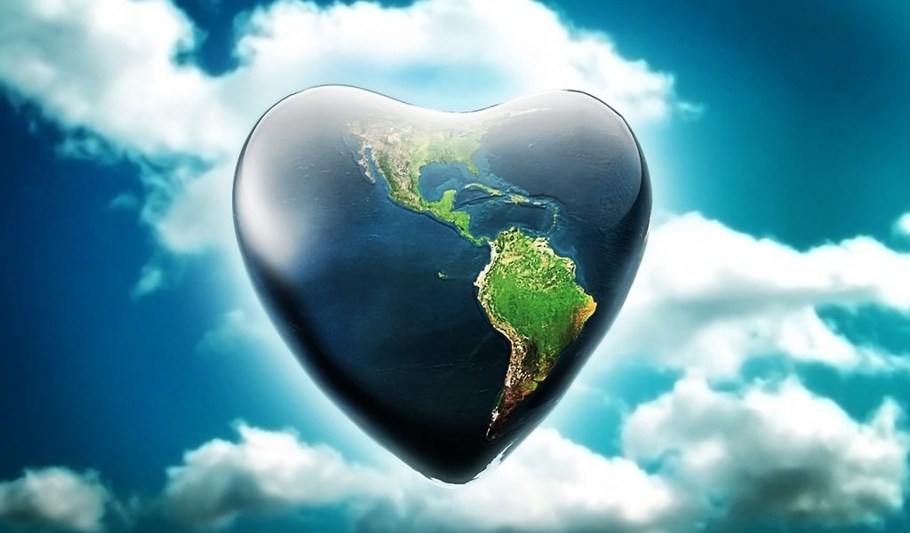 Обои земля в форме сердечка, the earth is in the shape of a heart разрешение 2560x1600 Загрузить
