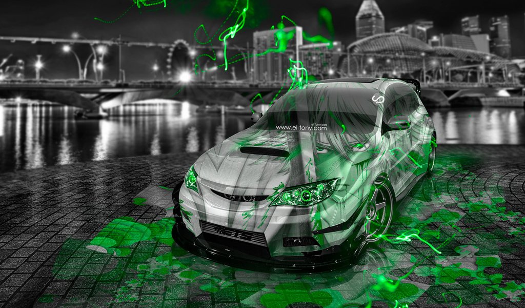 Обои неон, грин, города, аниме, эффекты, impreza, sti, ноч, jdm, aerography, wrx, субару, subaru, neon, green, city, anime, effects, night разрешение 1920x1080 Загрузить