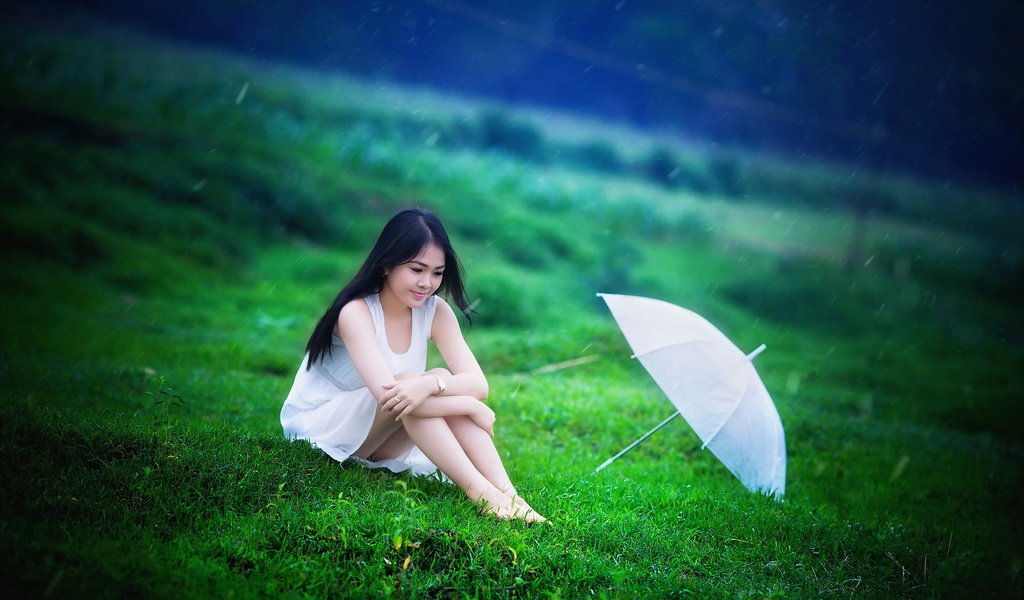 Обои трава, девушка, лето, дождь, зонт, зонтик, азиатка, grass, girl, summer, rain, umbrella, asian разрешение 1920x1200 Загрузить