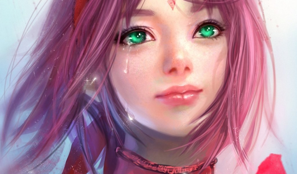 Обои девушка, слеза, розовые волосы, girl, tear, pink hair разрешение 1920x1416 Загрузить