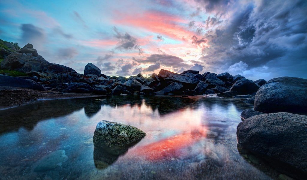 Обои небо, камни, пейзаж, море, the sky, stones, landscape, sea разрешение 2048x1367 Загрузить