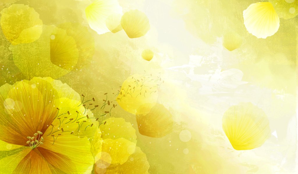 Обои желтые, арт.цветы, yellow, art.flowers разрешение 1920x1200 Загрузить