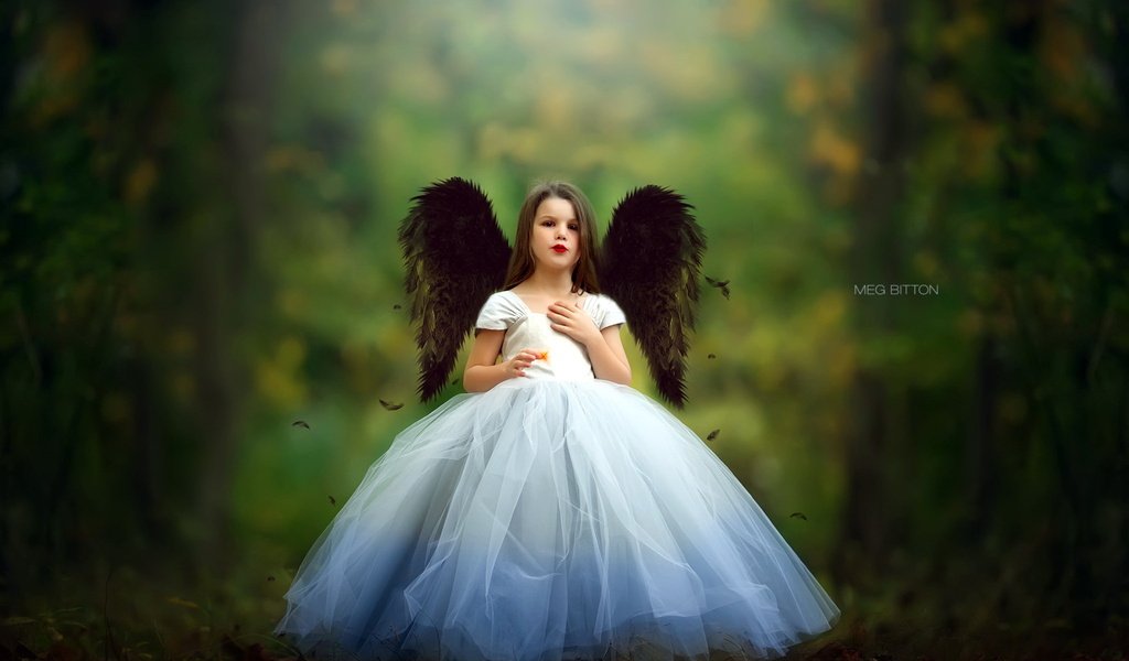 Обои фон, платье, крылья, дети, девочка, ангел, background, dress, wings, children, girl, angel разрешение 2048x1363 Загрузить