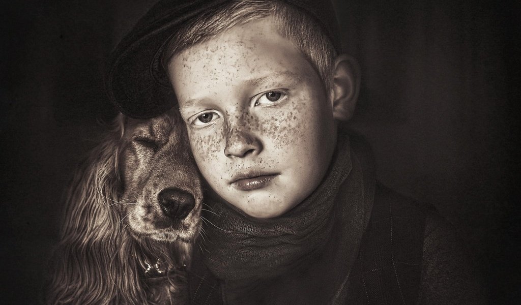 Обои собака, дети, мальчик, дружба, друзья, dog, children, boy, friendship, friends разрешение 2048x1365 Загрузить