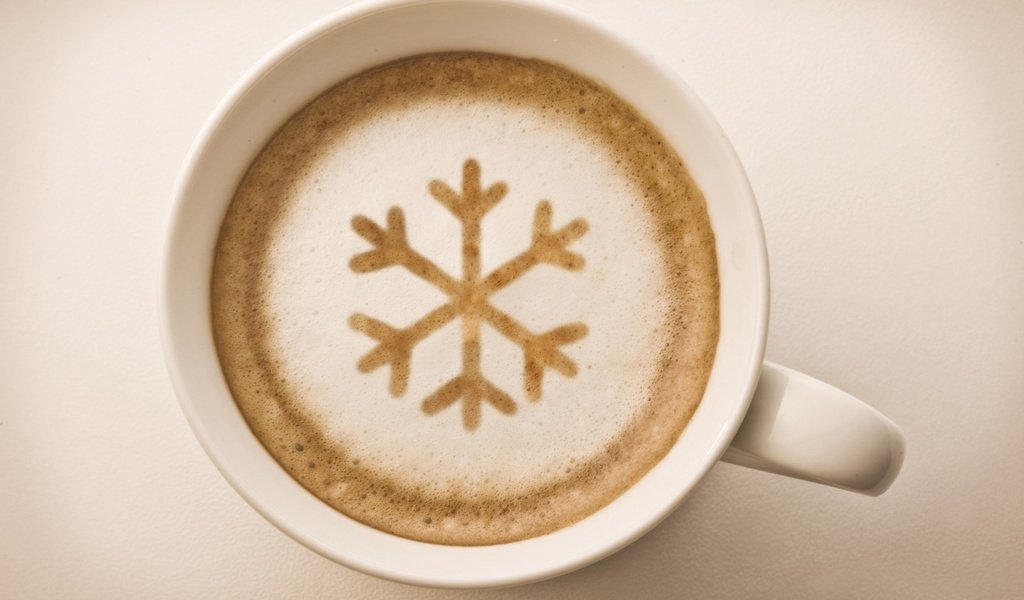 Обои рисунок, напиток, кофе, чашка, снежинка, капучино, пенка, figure, drink, coffee, cup, snowflake, cappuccino, foam разрешение 1920x1200 Загрузить
