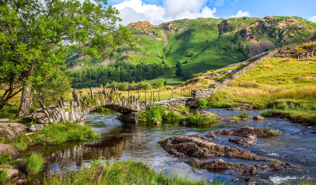 Обои река, горы, мост, англия, little langdale valley, river, mountains, bridge, england разрешение 2048x1365 Загрузить