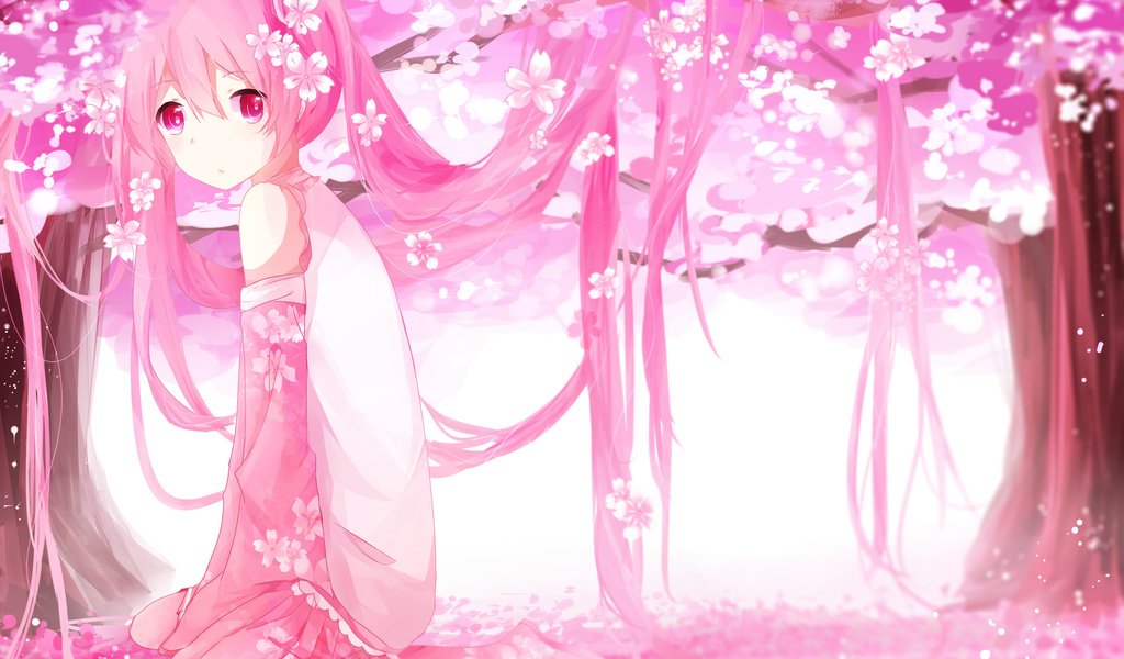 Обои цветы, sakura miku, арт, деревья, девушка, лепестки, аниме, вокалоид, сакура, flowers, art, trees, girl, petals, anime, vocaloid, sakura разрешение 2800x2031 Загрузить