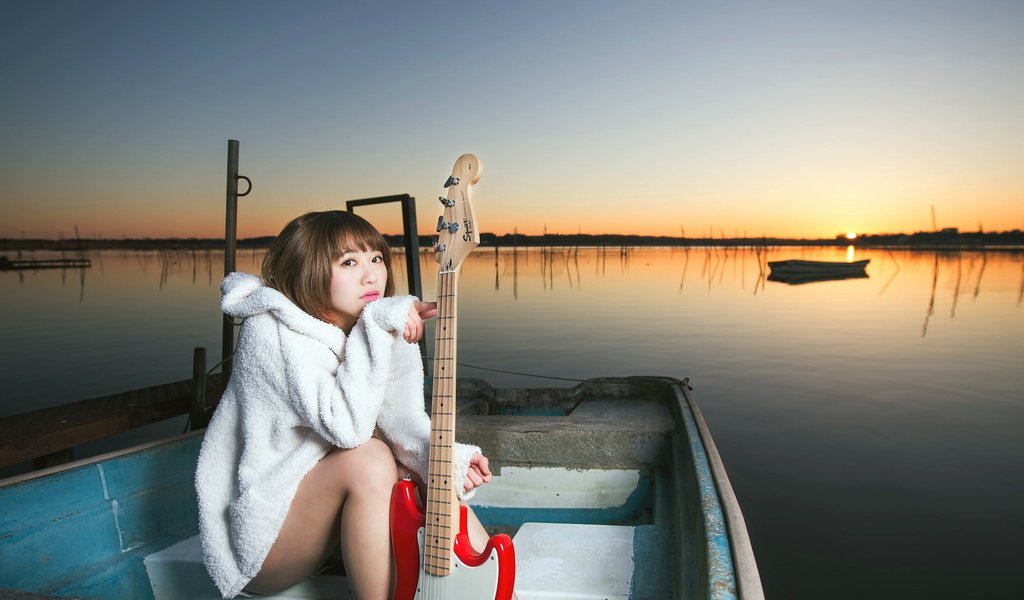 Обои закат, девушка, гитара, музыка, лодка, sunset, girl, guitar, music, boat разрешение 2047x1324 Загрузить