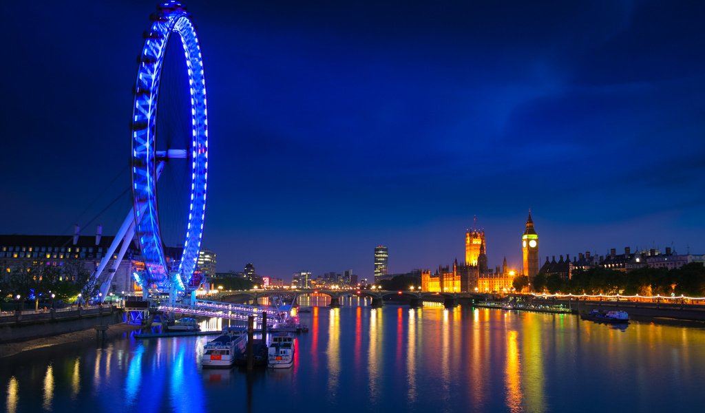 Обои ночь, фонари, огни, отражение, лондон, темза, англия, колесо, night, lights, reflection, london, thames, england, wheel разрешение 2048x1369 Загрузить