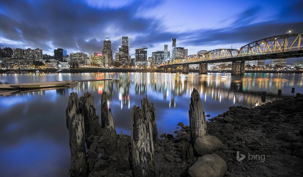 Обои ночь, огни, город, сша, орегон, bing, портленд, night, lights, the city, usa, oregon, portland разрешение 1920x1200 Загрузить