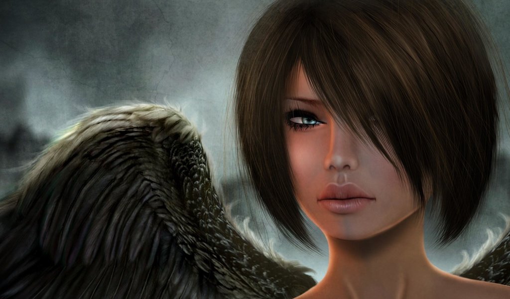 Обои девушка, взгляд, крылья, рендеринг, ангел, лицо, 3д, girl, look, wings, rendering, angel, face, 3d разрешение 2950x1878 Загрузить