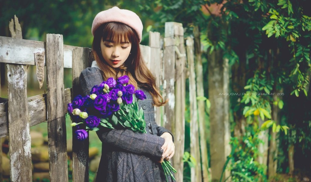 Обои цветы, девушка, забор, модель, азиатка, flowers, girl, the fence, model, asian разрешение 2048x1365 Загрузить
