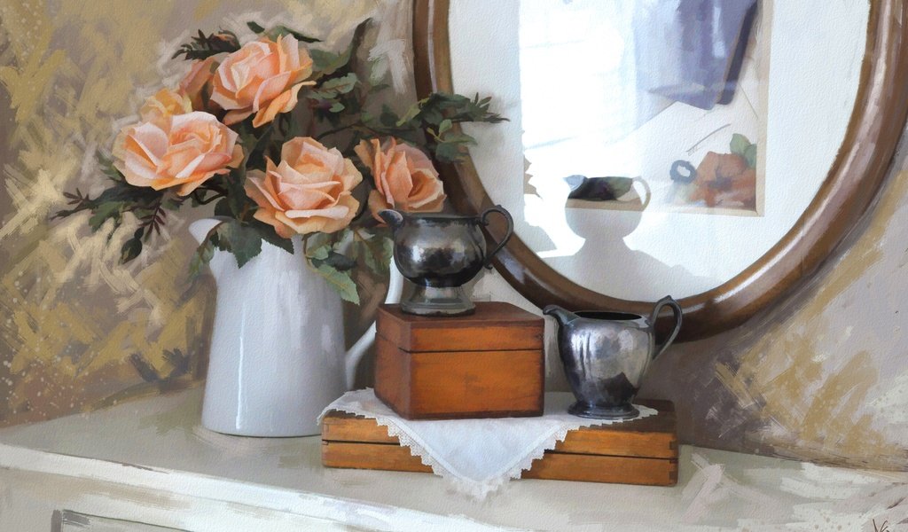Обои текстура, розы, зеркало, букет, texture, roses, mirror, bouquet разрешение 3700x2429 Загрузить
