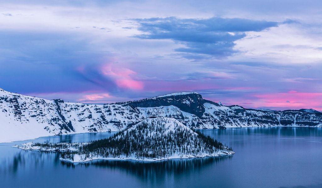 Обои озеро, кратерное озеро, восход, природа, зима, рассвет, остров, орегон, crater lake national park, озеро крейтер, crater lake, lake, sunrise, nature, winter, dawn, island, oregon разрешение 2048x1365 Загрузить