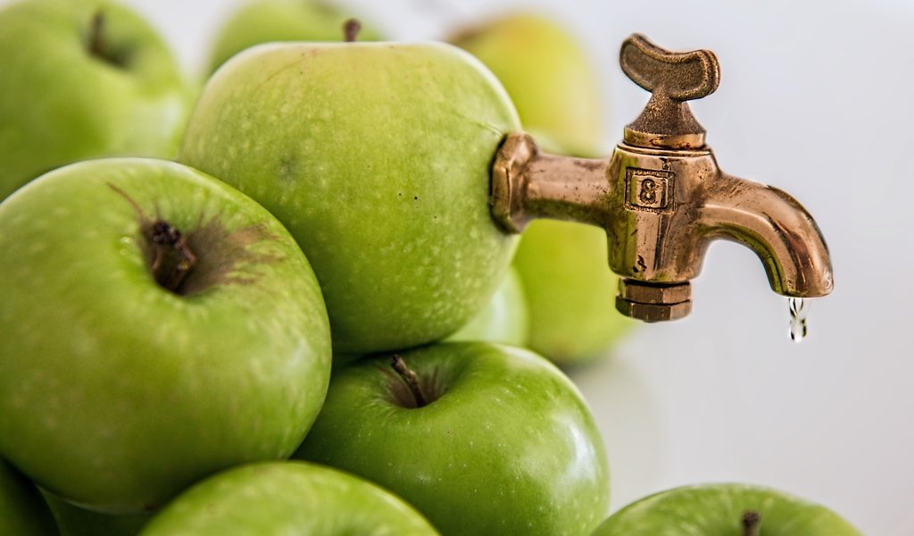 Обои фрукты, яблоки, зеленые, яблочный сок, смеситель, fruit, apples, green, apple juice, mixer разрешение 1920x1279 Загрузить