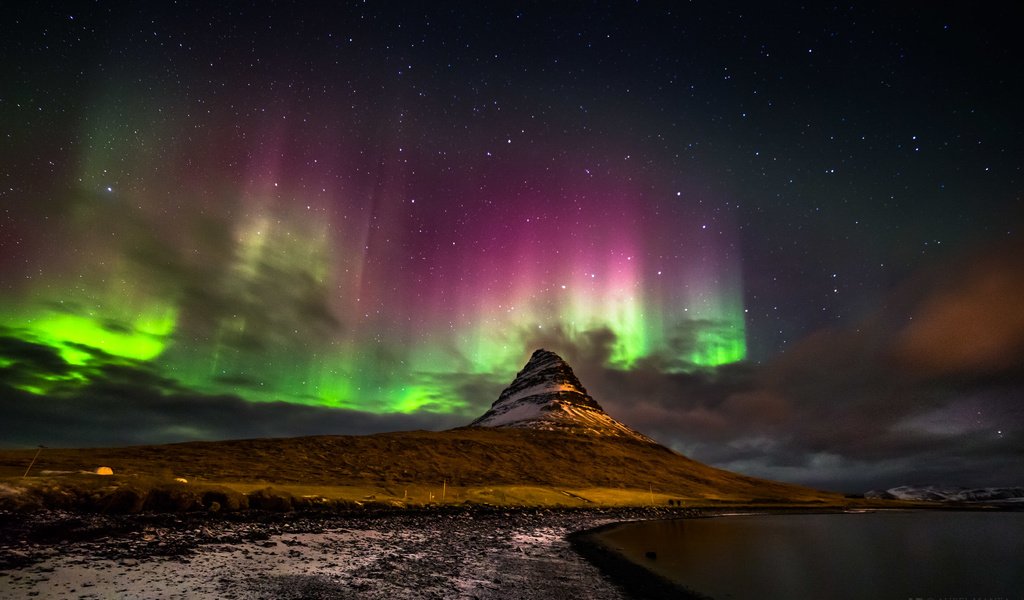 Обои гора, исландия, aurora borealis, киркьюфетль, mountain, iceland, kirkjufell разрешение 1920x1198 Загрузить